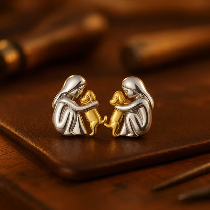 Boucles D'oreilles Câlin Avec Chien