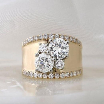 Bague Vintage en Zirconia Doré Brillant