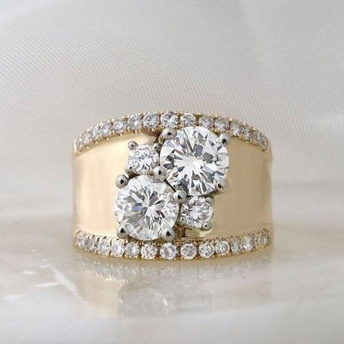 Bague Vintage en Zirconia Doré Brillant