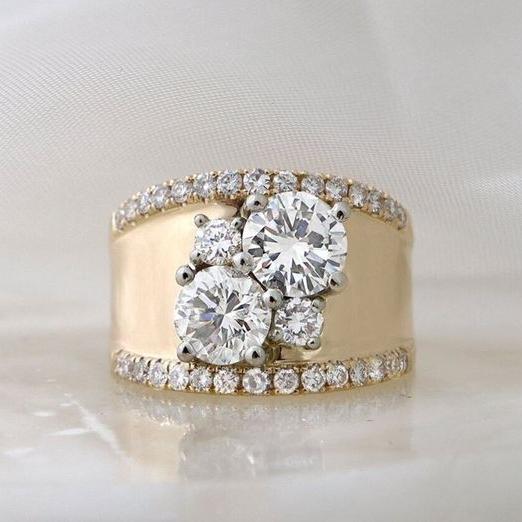 Bague Vintage en Zirconia Doré Brillant
