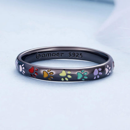 Bague En Argent Avec Empreinte de Patte.