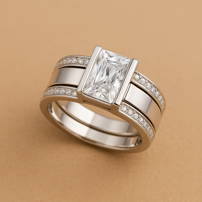 Bague en Verre Incrusté Vintage