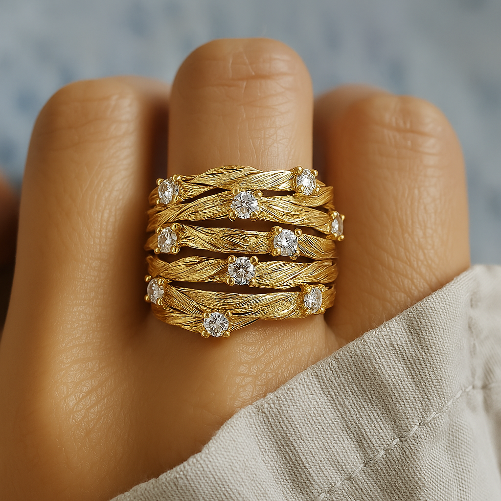 Bague en Zirconia Doré Vintage