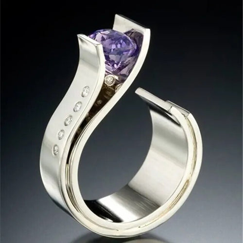 Bague en Zirconia Incrusté Violet Vintage