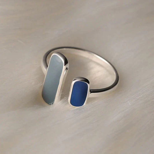 Bague en Argent avec Pierre Bleue