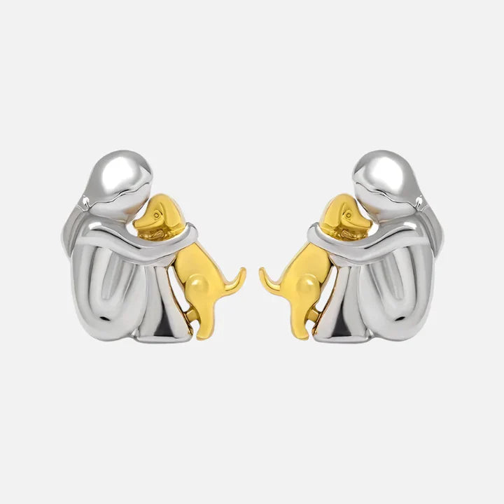 Boucles D'oreilles Câlin Avec Chien