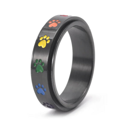 Bague Anti-Stress Rotative – Acier Inoxydable avec Pattes Arc-en-Ciel