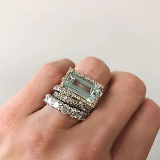 Bague Vintage en Argent avec Verre Turquoise