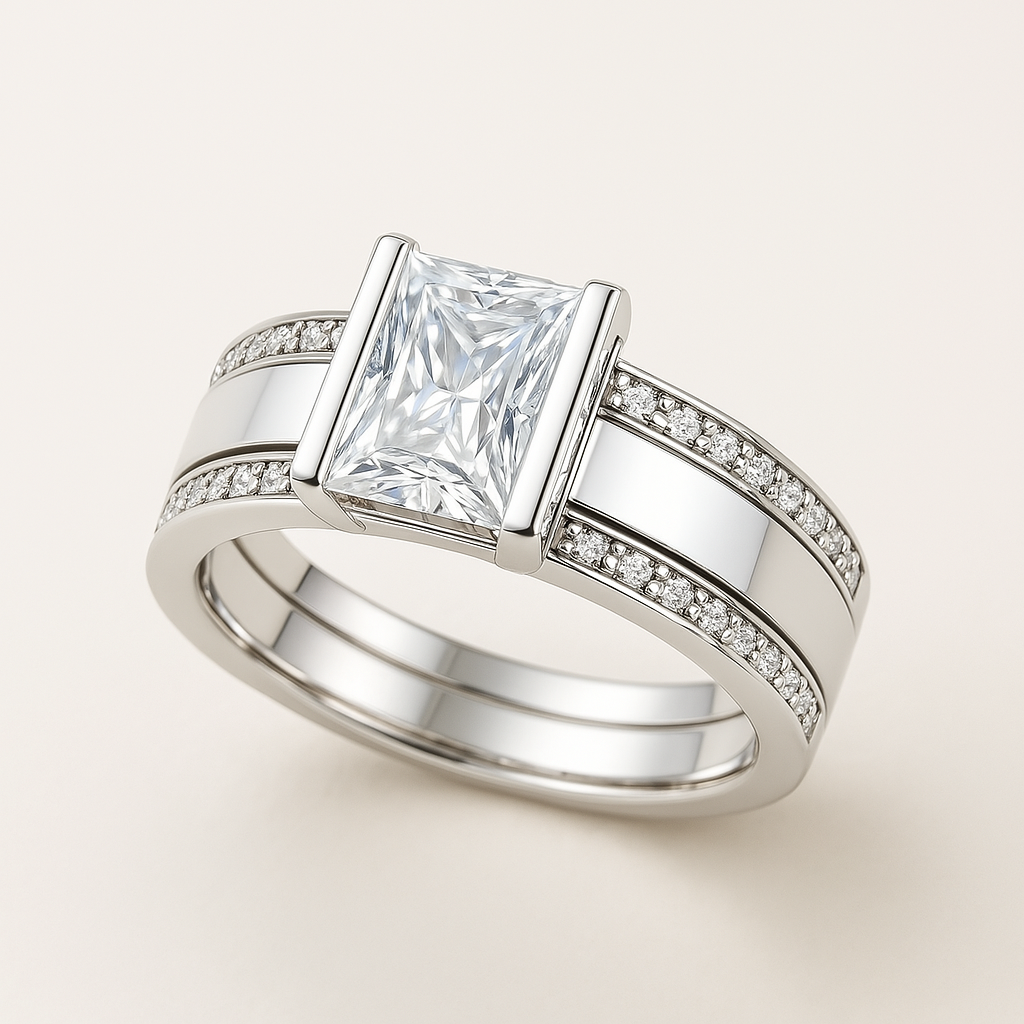 Bague en Verre Incrusté Vintage