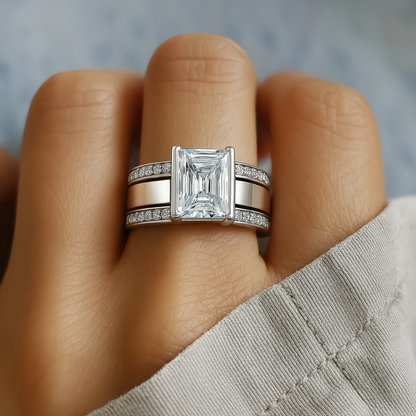 Bague en Verre Incrusté Vintage