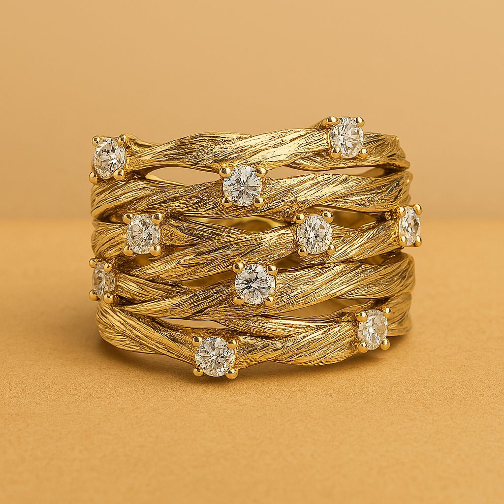 Bague en Zirconia Doré Vintage