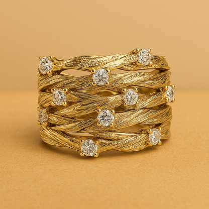 Bague en Zirconia Doré Vintage