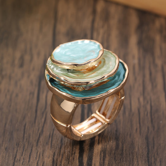 Bague en Émail Boho à Trois Couches
