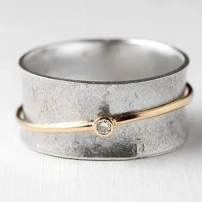 Bague en argent zirconia Vintage Golden Line