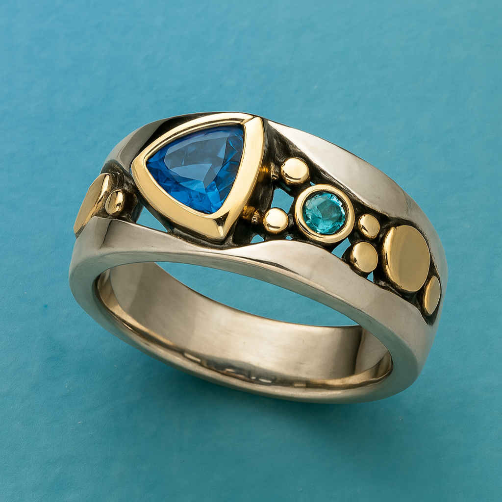 Bague en Cristal Bleu Vintage