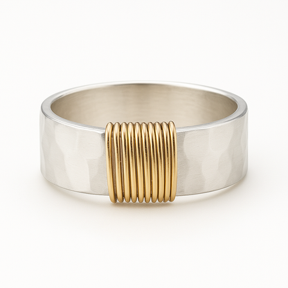 Bague en Argent avec Fils Dorés Vintage