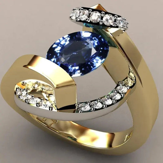 Bague vintage avec zircon bleu