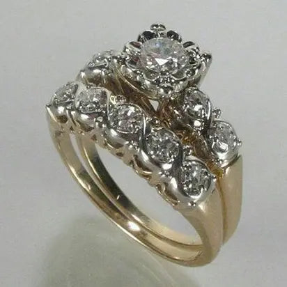 Bague vintage en or avec paillettes