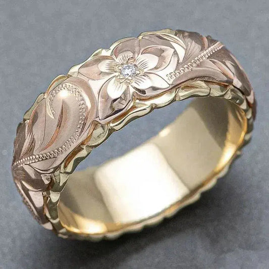 Bague en Or avec Fleurs Vintage Rose