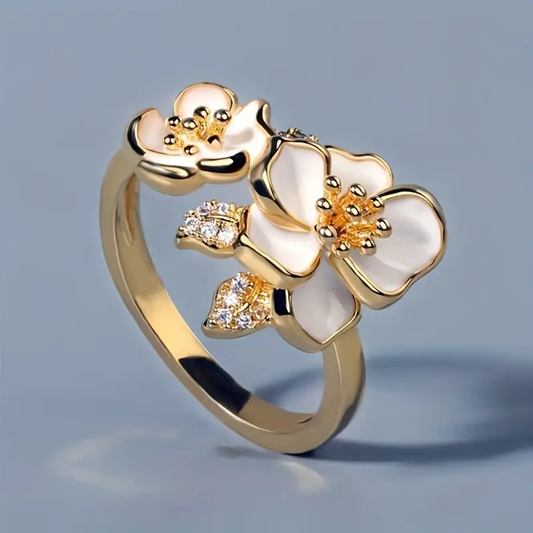 Bague en Or Fleur Blanche