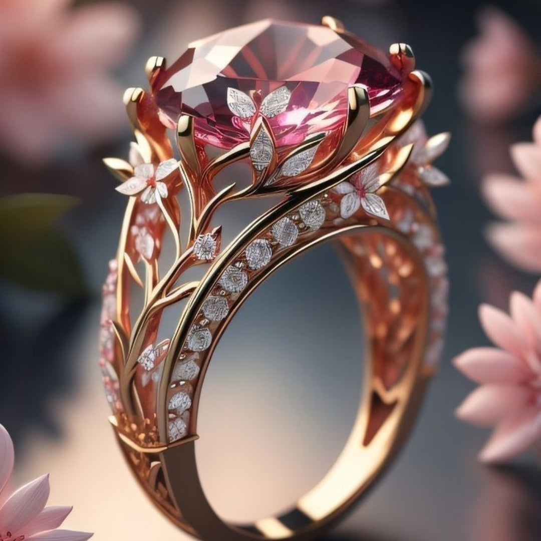 Bague Exotique Fleur Rose